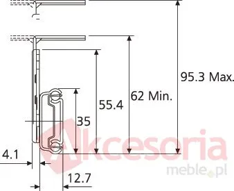 Prowadnica 2109 Klawiaturowa 40cm 35kg wysuw75% Czarna Accuride