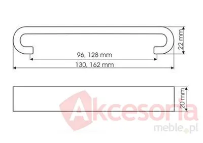 Rys. techniczny Uchwyt US91 Nikiel Szczotkowany Rozstaw 96mm(W)