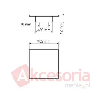 Rys. techniczny Uchwyt UU74 ZnAl Chrom rozstaw 16mm