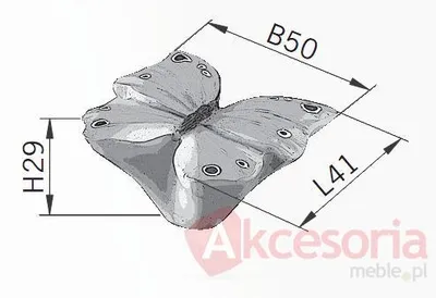 rysunek techniczny Gałka BUTTERFLY H040-40 - niebieski / 50 mm