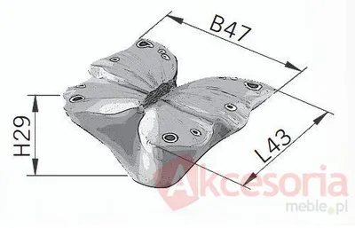 rysunek techniczny Gałka BUTTERFLY H042-42 - niebieski, czarny / 47 mm