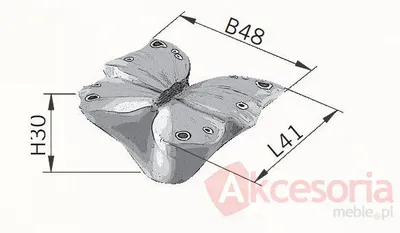rysunek techniczny Gałka BUTTERFLY H045-40 - wielokolorowy / 48 mm