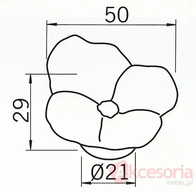 rysunek techniczny Gałka H126-50 Z Kolekcji Flower Granatowy Bratek