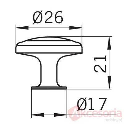 rysunek techniczny Gałka CASSIN 489-26 - stary mosiądz / fi 26 mm