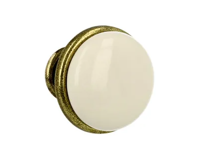 Gałka GP19 - mosiądz antyczny, porcelana mleczna / fi 29 mm