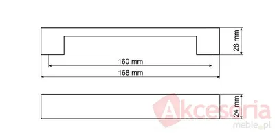 Rys. techniczny Uchwyt UU04 ZnAl Chrom 160mm(W)