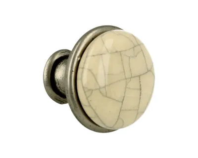 Gałka GP19 - nikiel patynowany, mleczna porcelana popękana / fi 29 mm