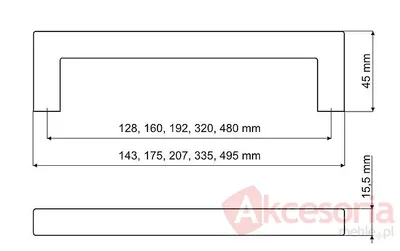 Rys. techniczny Uchwyt UU67 Stal nierdzewna rozstaw 192mm