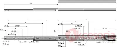 Prowadnica kulkowa DZ3832EC 55cm 36kg Z Hamulcem 100% Accuride