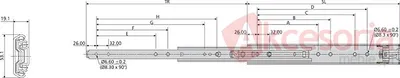 Prowadnica 5321 Samodociąg 70cm 120kg Wysuw Ponad 100% Accuride