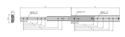 Prowadnica kulkowa DZ5321 / dł. 50 cm / 160 kg / wysuw ponad 100% 