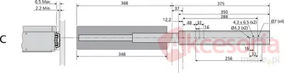Prowadnica DB5517-1552 bez łap montażowych do DAFR20 / dł. 35 cm / wysuw ponad 100%