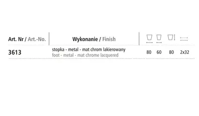 Nóżka 3613 Bez Regulacji wys 8cm MAT CHROM LAKIEROWANY