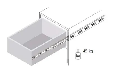 Prowadnica DZ4501 - ocynk / dł. 70 cm / 45 kg / wysuw 100%