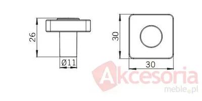 rysunek techniczny Gałka LINOSELLI GLASEFFEKT 8118-30 - niebieski / 30 mm