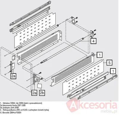 BOXSIDE Z36H Do Metabox Dł.550mm H=128mm Szary