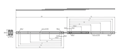 Prowadnica kulkowa DZ2431 / dł. 30 cm / 20 kg / wysuw 100% 