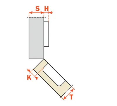 Zawias C6A7M99 o Śred. Puszki 26mm  Drzwi Kątowe 45 Stopni