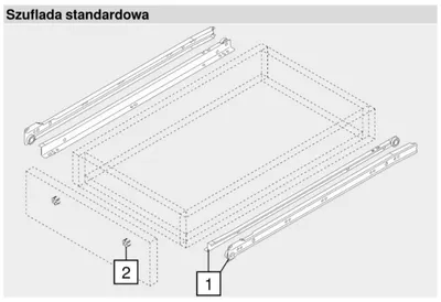 Prowadnica rolkowa 230M 65cm 25kg 75%wysuw Kremowo-Biała Blum