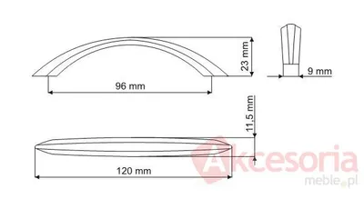 Uchwyt ZnAl US14 Nikiel Satynowy Rozstaw 96mm