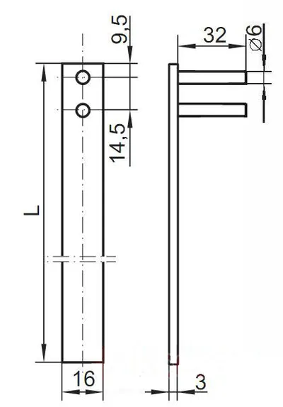 Zamek centralny przedni Siso - niklowany / L-700 / fi 19 mm / zaczep 8 mm