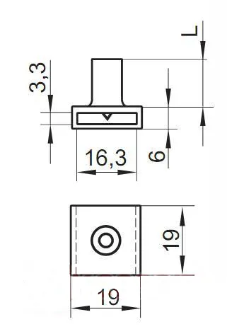Zamek centralny przedni Siso - niklowany / L-700 / fi 19 mm / zaczep 8 mm