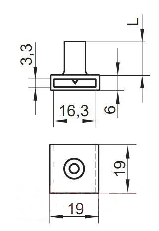 Zamek centralny przedni Siso - niklowany / L-1300 / fi 19 mm / zaczep 13 mm
