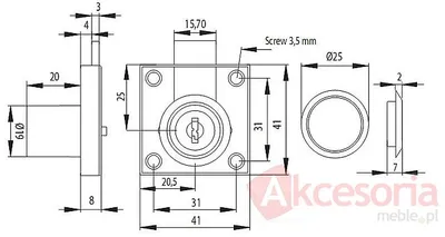 rysunek techniczny Zamek Patentowy X-954 Niklowany