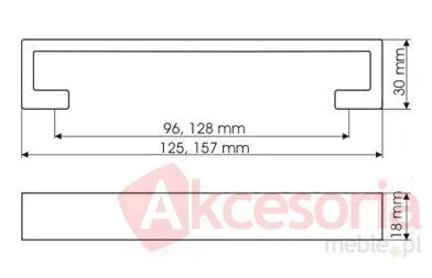 Uchwyt ZnAl US92 Nikiel Satynowy Rozstaw 128mm