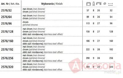 Uchwyt  Chrom 2576 dł. 740 mm Dodatkowa stopka