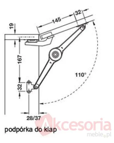 Podnośnik z Hamulcem Do Klap Ciężkich Drew. i ALU Szer od 45mm