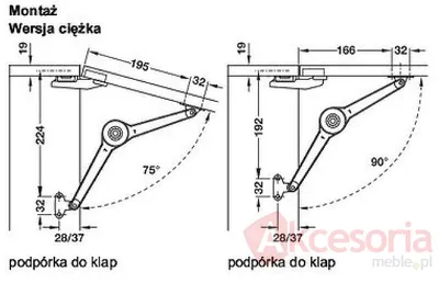 Podnośnik z Hamulcem Do Klap Ciężkich Drew. i ALU Szer od 45mm