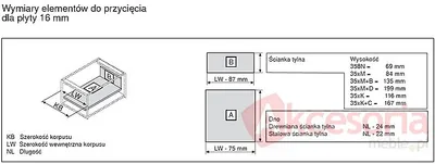 Tandembox TYŁ SZARY (H199mm/dł.277mm) Do Wysokości Boku D=198mm Szer.Korpusu 40cm