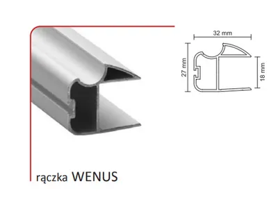 Rączka WENUS 18/P do drzwi przesuwnych - srebrny / dł. 270 cm