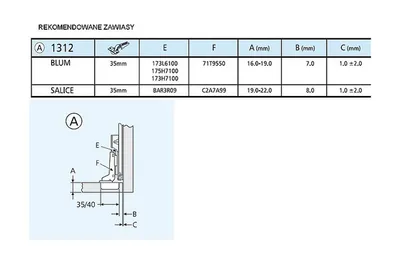 Prowadnica DZ1312-0040 Do Drzwi Chowanych Pionowych Accuride