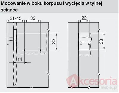 Zawieszka do szafek Blum lewa - brązowy