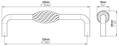 Uchwyt CAGE 1304-136 - czarny mat / rozstaw 128 mm
