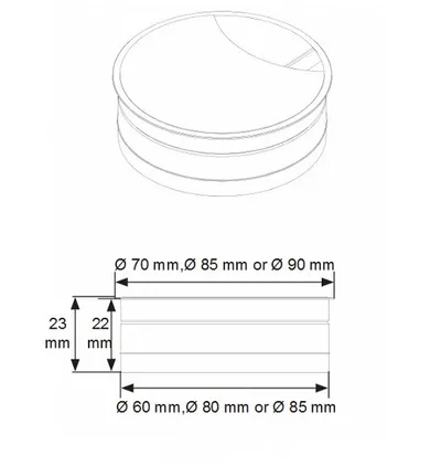 Przepust kablowy Siso ze szczotką - aluminium / fi 60 mm
