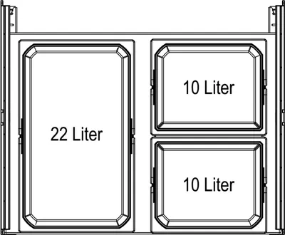 Kosz EKO Liner 2x10l+22l  Szary Z Wytłumiaczem Do Korpusu 60cm