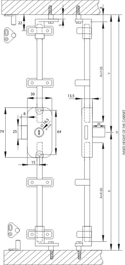 Pręt do zamka baskwilowego Siso X-922 - niklowany / dł. 100 cm / 1 sztuka