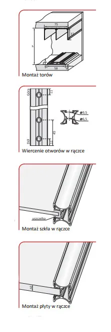 Rączka URAN 10/P do drzwi przesuwnych - srebrny / dł. 270 cm