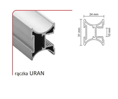 Rączka URAN 10/P do drzwi przesuwnych - srebrny / dł. 270 cm