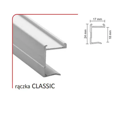 Rączka CLASSIC 18/P do drzwi przesuwnych - srebrny / dł. 250 cm