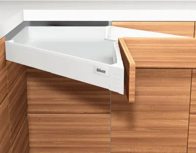 Szuflada narożna TANDEMBOX ANTARO z hamulcem / wys. M=83 mm / dł. 60 cm / 65 kg / biały