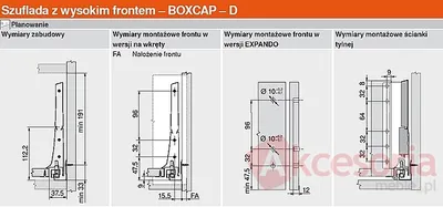 Szuflada Tandembox INTIVO Wys.D=198mm dł.35cm 30kg BIAŁA HAMULEC