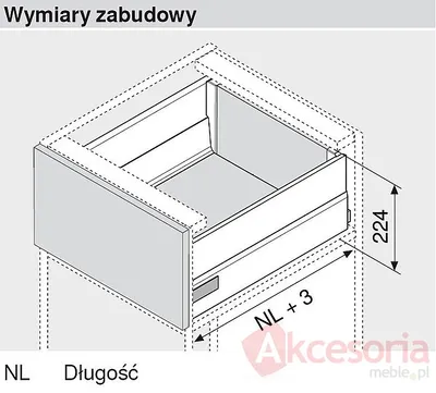 Szuflada Tandembox INTIVO Wys.D=198mm dł.35cm 30kg BIAŁA HAMULEC