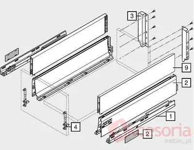 Szuflada Tandembox INTIVO Wys.D=198mm dł.35cm 30kg BIAŁA HAMULEC