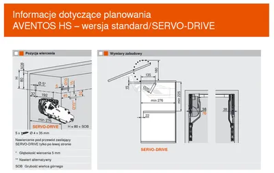 Zestaw AVENTOS HS / siłowniki 20S2A00 + podnośniki 20S3500 + zaślepki białe