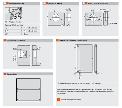 Siłowniki Servo-Drive AVENTOS HF / LF 2600-5500 / białe zaślepki 