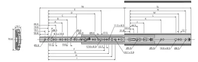 Prowadnica kulkowa DZ7957 / dł. 86.36 cm / 160 kg / wysuw 100%
